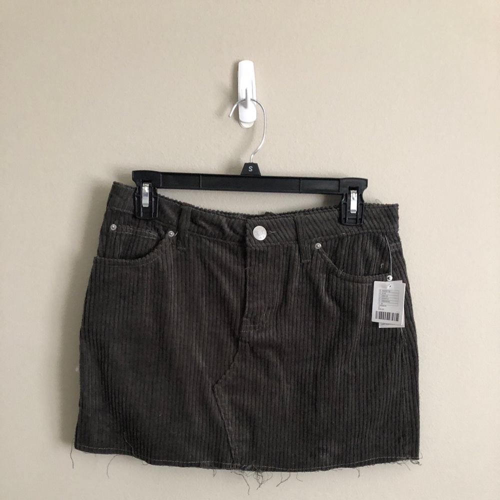 Corduroy army green mini skirt